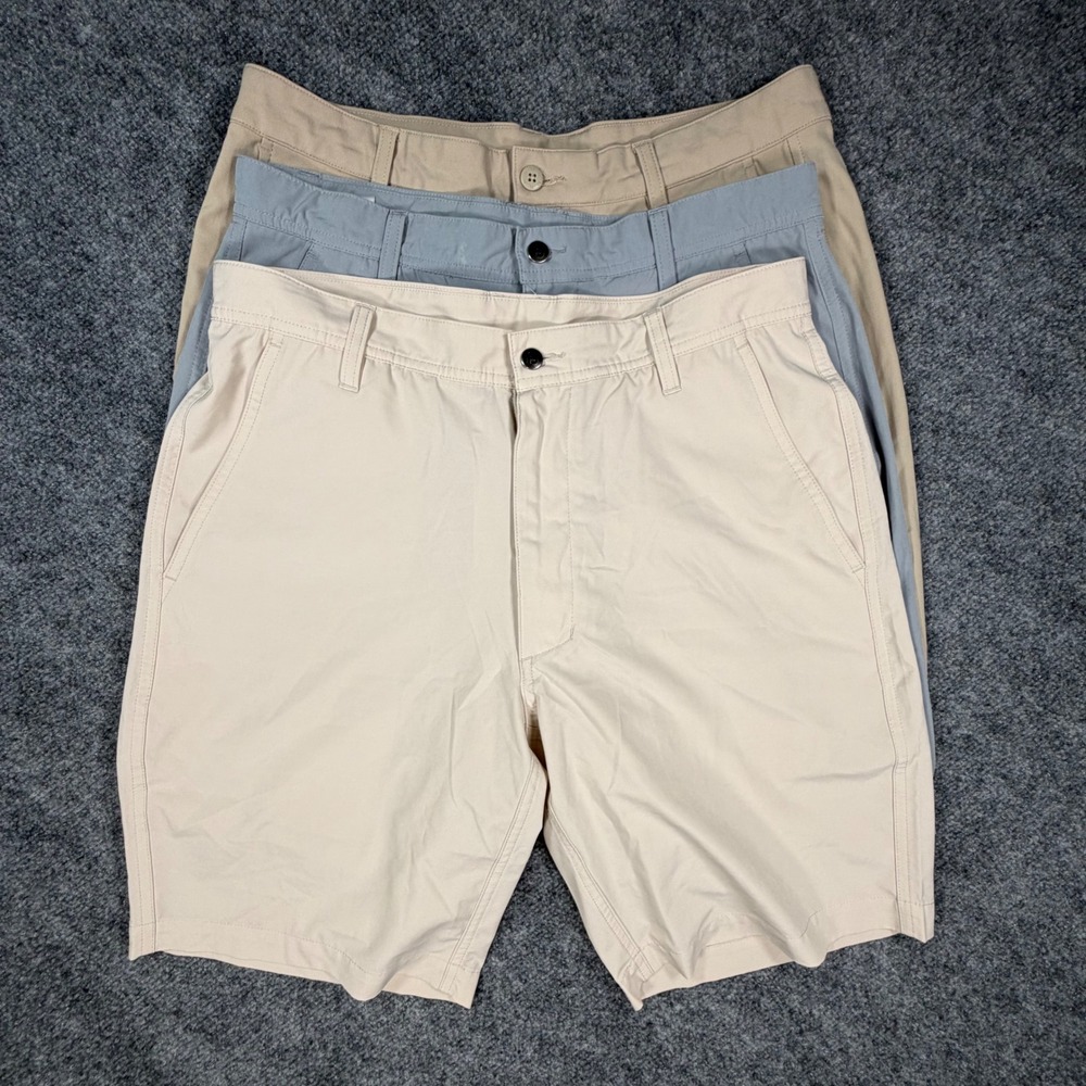 FootJoy lot of 3 shorts Mens Performance Golf Bundle 32 Tan Grey Stone 0753